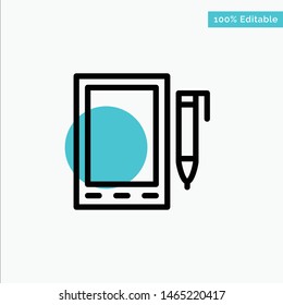 Mobile, Cell, Pencil, Design turquoise highlight circle point Vector icon. Vector Icon Template background