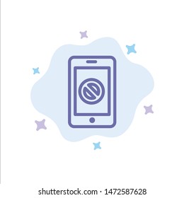 Mobile, Cell, Phone, No, No Mobile Blue Icon on Abstract Cloud Background