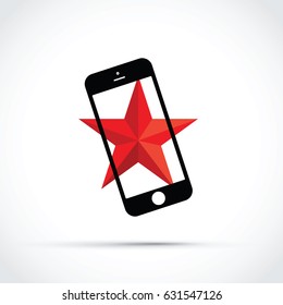 mobile cell phone with a red star background