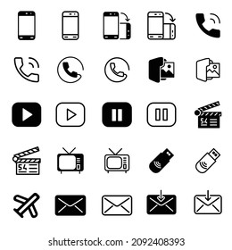 Mobile or cell phone, smartphone icons set
