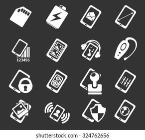 Mobile or cell phone, smartphone,  specifications and functions icons set