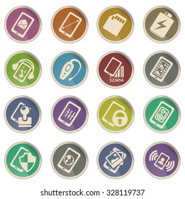 Mobile or cell phone, smartphone, specifications and functions icons set