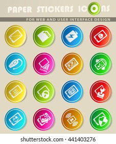 Mobile or cell phone, smartphone, specifications and functions icons set