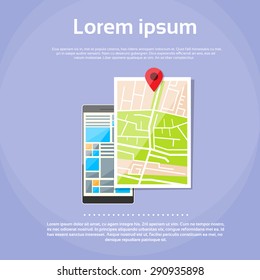 Mobile Cell Phone World Map Gps Globe Navigation Vector Illustration