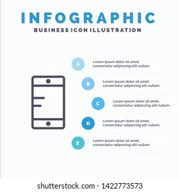 Mobile, Cell, School Line icon with 5 steps presentation infographics Background