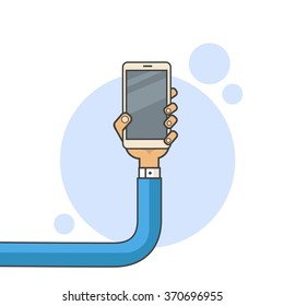 Mobile Cell Smart Phone Call Hand Hold Touch Vector Illustration