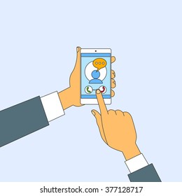 Mobile Cell Smart Phone Call Hands Touch Screen Vector Illustration
