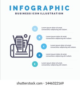 Mobile, Cell, Technology, Building Line icon with 5 steps presentation infographics Background