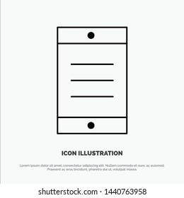 Mobile, Cell, Text Line Icon Vector
