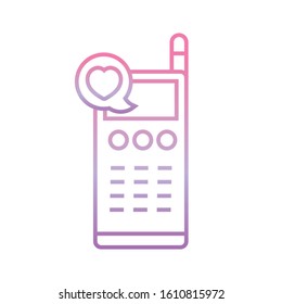 mobile cellular message love , phone gradient icon vector illustration
