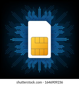 Mobile Cellular Phone Sim Card Chip. Vector stock illustration.