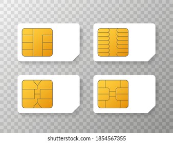Mobile Cellular Phone Sim Card Chip Isolated on Background. Vector stock illustration.