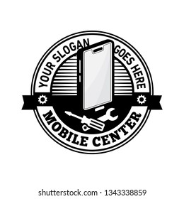 Mobile center logo. Mobile fix and repair. Vector and illustration.
