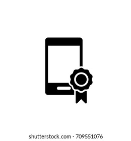 mobile certificate icon on white background