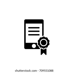 mobile certificate icon on white background