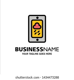 Mobile, Chalk, Weather, Rainy Business Logo Template. Flat Color