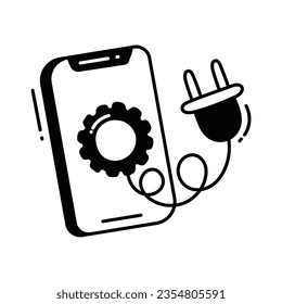 Dibujo de diseño del icono del doodle de carga móvil. Símbolo ecológico sobre el fondo blanco Archivo EPS 10