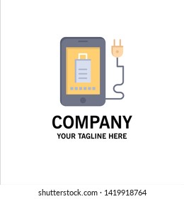 Mobile, Charge, Full, Plug Business Logo Template. Flat Color
