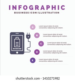 Mobile, Charge, Full, Plug Infographics Presentation Template. 5 Steps Presentation