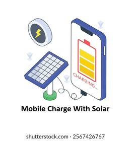 Mobile Charge With Solar isometric Colored illustration. EPS File stock illustration