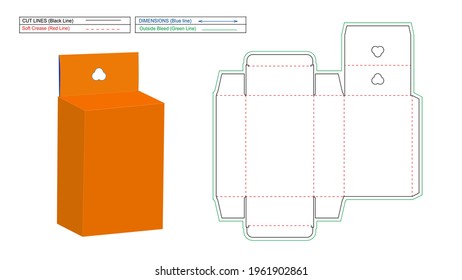 Mobile charger box, tuck end box with holder dieline template and 3D vector render