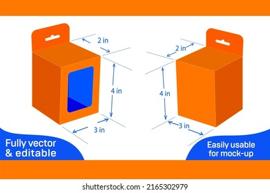 Mobile Charger Box with window 3x2x4 inch dieline template 