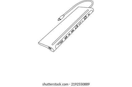 Handy-Wandler Vektorgrafik. Headphone-Konverter Vector Art. USB-Konverter-Lustration. Drahtloser Ladegerät.