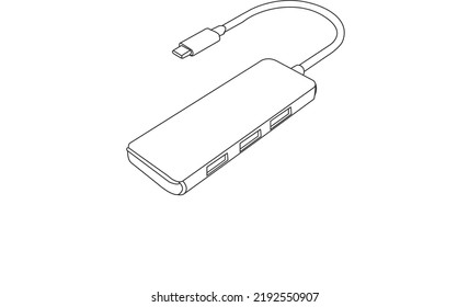 imagen de línea vectorial del convertidor de cargador móvil. lustración del convertidor Vector Art. USB. Convertidor de cargador inalámbrico.