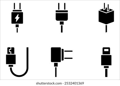 mobile charger Flat icon set. vector illustration on white background