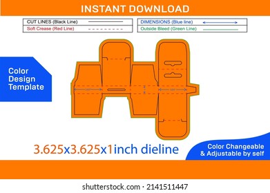 Mobile charger Hanging window box 3.625x3.625x1 inch dieline template and 3D render file
