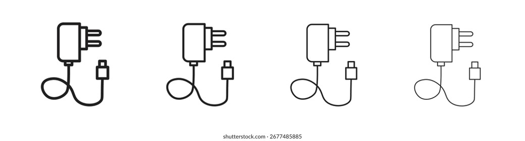 Mobile charger icon outline vector pack. Best for web, mobile, ui