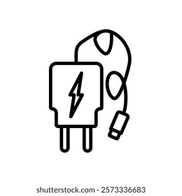 mobile charger icon, simple flat style, illustration, logo sign symbol pictogram template, for ui or ux isolated on white for mobile app, editable	