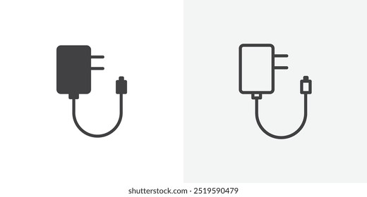 Mobile charger icon. solid filled and stroke thin line style eps 10