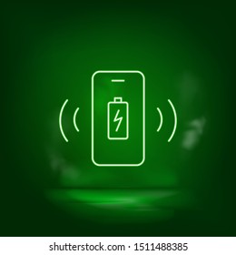 Mobile, charger, notice neon vector icon. Save the world, green neon.