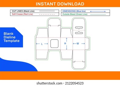 Mobile charger Square snap lock box, Hanging window box dieline template design and 3D box