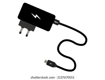 Mobile charger with usb isolated on white background vector illustration