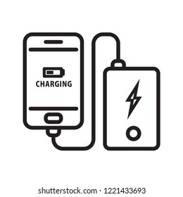 Mobile Charging with Battery Charger Icon. Line vector. Isolate on white background. 