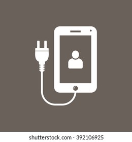 Mobile Charging Icon on Dark Gray Color. Eps-10.