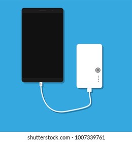 mobile is charging with power bank vector icon illustration flat design