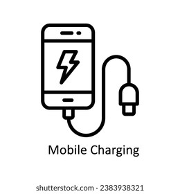 Mobile Charging vector  outline Design illustration. Symbol on White background EPS 10 File