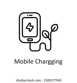 Mobile Charging vector Outline Icon Design illustration on White background. EPS 10 File 