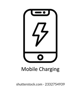 Mobile Charging Vector  outline Icon Design illustration. Nature and ecology Symbol on White background EPS 10 File