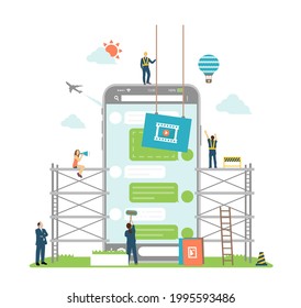 Mobile chat app concept vector illustration