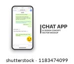 Mobile Chat App UI and UX Concept Vector Mockup in Minimalist Classic Light Theme on Smart Phone Screen Isolated on White Background. Social Network Design Template