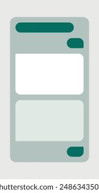 Mobile Chat App UI and UX Concept Vector Blank Mockup in Minimalist Classic Light Theme with green on Smart Phone Screen Isolated on White Background. Social Network Design Template