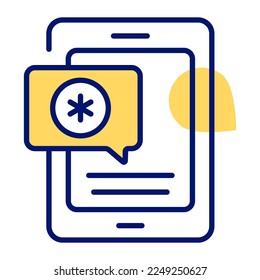 Móvil con burbuja de chat con signo médico, icono de chat médico