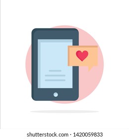 Mobile, Chat, Chat Bubble, Love Chat Abstract Circle Background Flat color Icon