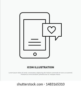 Mobile, Chat, Chat Bubble, Love Chat Line Icon Vector
