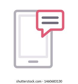 mobile chat colour line vector icon