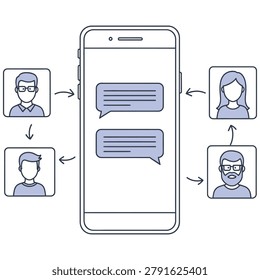Mobile Chat Communication Messaging Conversation Online Discussion Social Network Flat Illustration Icon For Technology And Communication Design